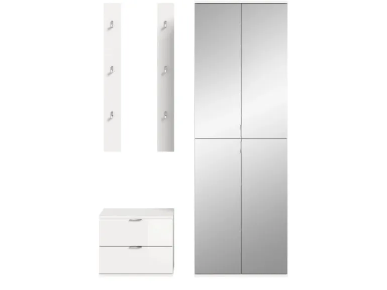 Inn.Furn Garderoben-Set 4-teilig in Weiß Hochglanz 128 cm SystemX