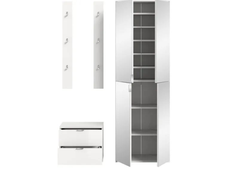 Inn.Furn Garderoben-Set 4-teilig in Weiß Hochglanz 128 cm SystemX