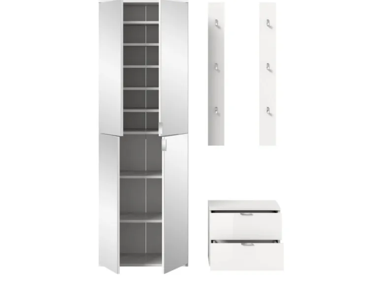 Inn.Furn Garderoben-Set 4-teilig in Weiß Hochglanz 128 cm SystemX