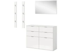 Inn.Furn Garderoben-Set 4-teilig in Weiß Hochglanz 166 cm SystemX