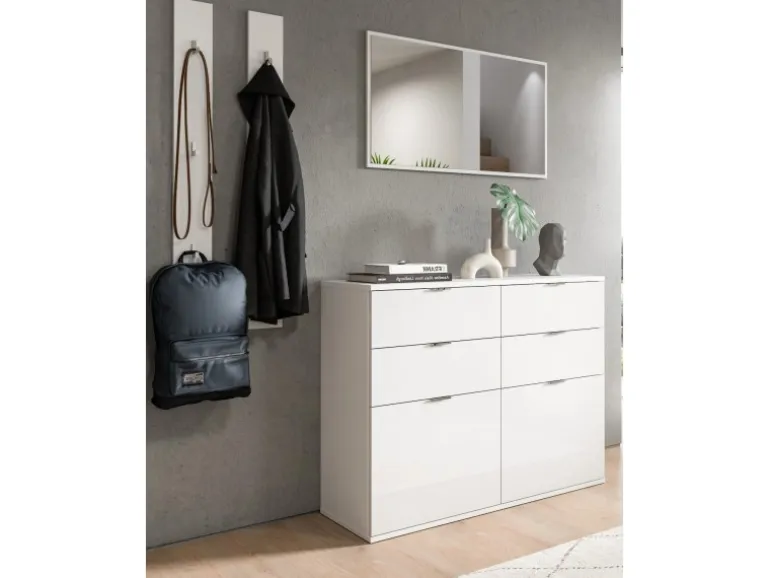 Inn.Furn Garderoben-Set 4-teilig in Weiß Hochglanz 166 cm SystemX