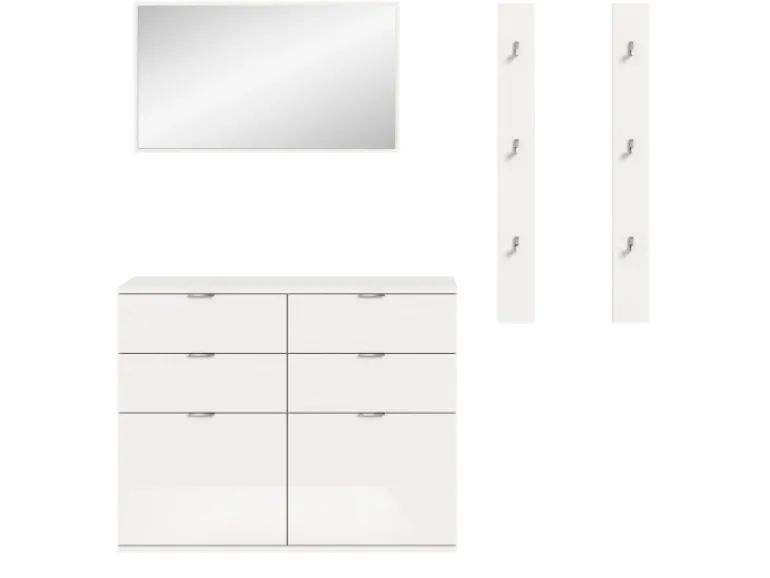 Inn.Furn Garderoben-Set 4-teilig in Weiß Hochglanz 166 cm SystemX