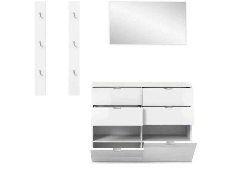 Inn.Furn Garderoben-Set 4-teilig in Weiß Hochglanz 166 cm SystemX