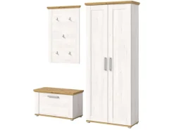 Inn.Furn Garderoben-Set 3-teilig Weiß Lärche 175 cm Landhaus-Stil Mirano