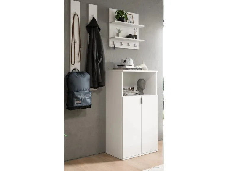 Inn.Furn Garderoben-Set 4-teilig in Weiß Hochglanz 117 cm SystemX