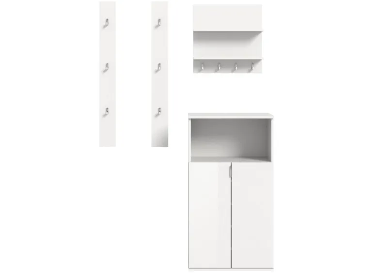 Inn.Furn Garderoben-Set 4-teilig in Weiß Hochglanz 117 cm SystemX