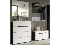Inn.Furn Garderoben-Set 5-teilig in Weiß und Grau 175 cm Cooper