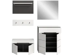 Inn.Furn Garderoben-Set 5-teilig in Weiß und Grau 175 cm Cooper
