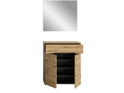 Inn.Furn Garderoben-Set 2-teilig Eiche Grau 80 cm mit Soft-Close Cooper