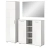 Inn.Furn Garderoben-Set 3-teilig Weiß Hochglanz 180 cm mit 13 Fächern Grazie