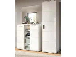 Inn.Furn Garderoben-Set 3-teilig Weiß Hochglanz 180 cm mit 13 Fächern Grazie