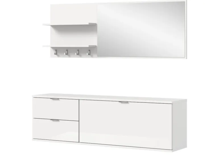 Inn.Furn Garderoben-Set 4-teilig in Weiß Hochglanz 144 cm SystemX