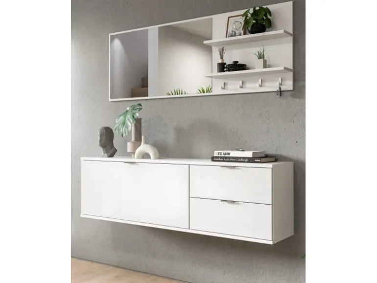Inn.Furn Garderoben-Set 4-teilig in Weiß Hochglanz 144 cm SystemX