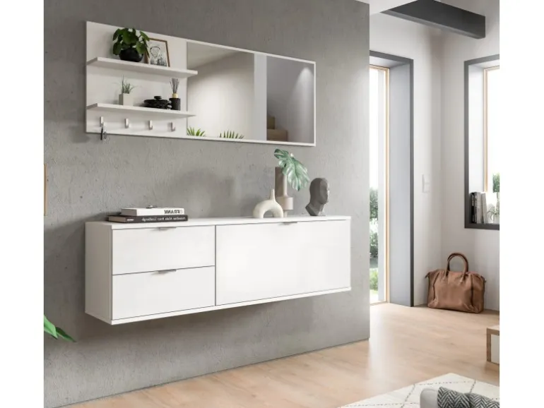 Inn.Furn Garderoben-Set 4-teilig in Weiß Hochglanz 144 cm SystemX