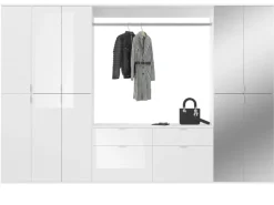 Inn.Furn Garderoben-Set 5-teilig Weiß Hochglanz 273 cm Viel Stauraum SystemX