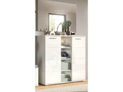 Inn.Furn Garderoben-Set 2-teilig Weiß Hochglanz 110 cm mit 10 Fächern Grazie