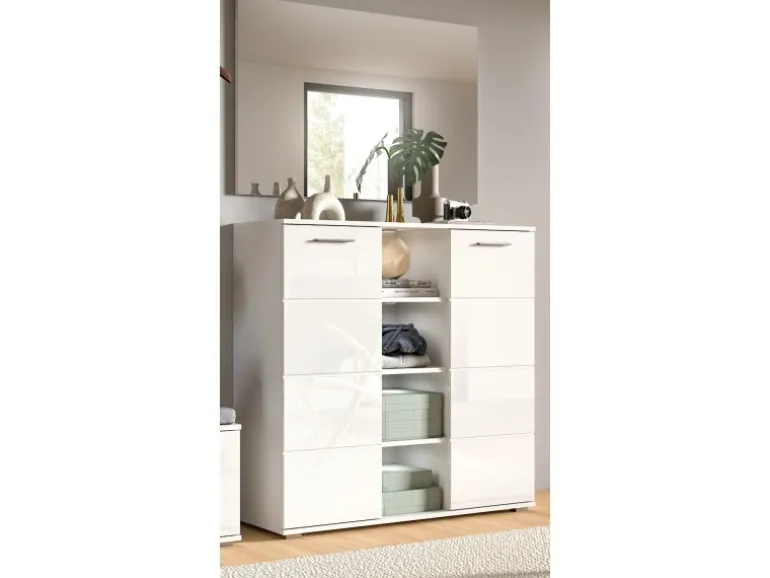 Inn.Furn Garderoben-Set 2-teilig Weiß Hochglanz 110 cm mit 10 Fächern Grazie