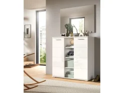 Inn.Furn Garderoben-Set 2-teilig Weiß Hochglanz 110 cm mit 10 Fächern Grazie