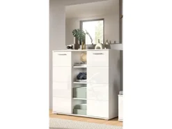 Inn.Furn Garderoben-Set 2-teilig Weiß Hochglanz 110 cm mit 10 Fächern Grazie