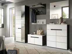 Inn.Furn Garderoben-Set 6-teilig in Weiß und Grau 255 cm Cooper