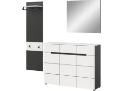 Inn.Furn Garderoben-Set 3-teilig in Weiß und Grau 180 cm Cooper