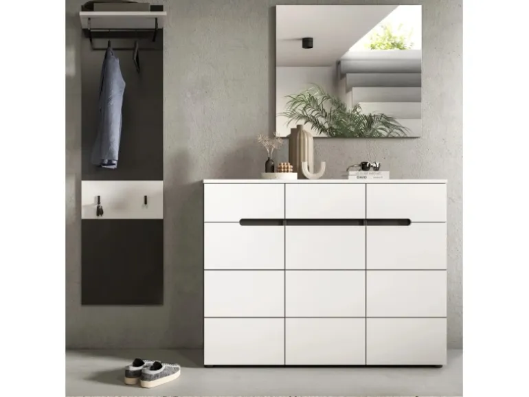 Inn.Furn Garderoben-Set 3-teilig in Weiß und Grau 180 cm Cooper