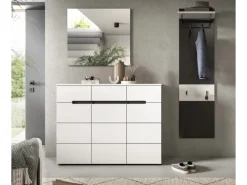 Inn.Furn Garderoben-Set 3-teilig in Weiß und Grau 180 cm Cooper
