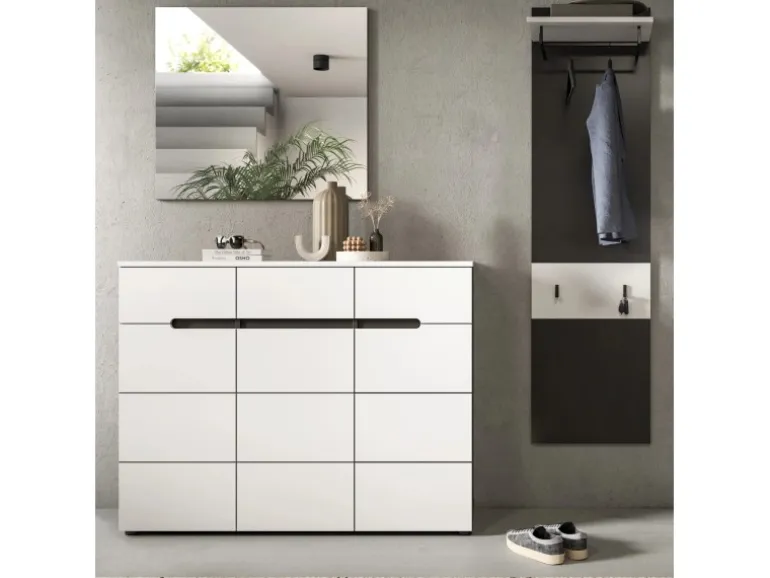 Inn.Furn Garderoben-Set 3-teilig in Weiß und Grau 180 cm Cooper