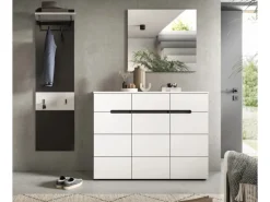 Inn.Furn Garderoben-Set 3-teilig in Weiß und Grau 180 cm Cooper