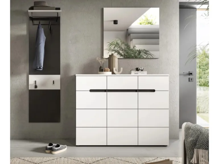 Inn.Furn Garderoben-Set 3-teilig in Weiß und Grau 180 cm Cooper