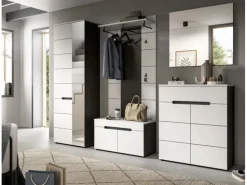 Inn.Furn Garderoben-Set 3-teilig in Weiß und Grau 180 cm Cooper