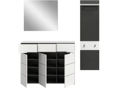 Inn.Furn Garderoben-Set 3-teilig in Weiß und Grau 180 cm Cooper