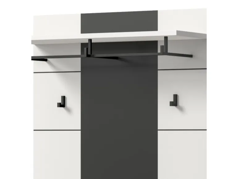 Inn.Furn Garderoben-Set 3-teilig in Weiß und Grau 160 cm Cooper