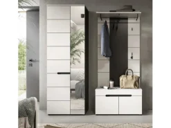 Inn.Furn Garderoben-Set 3-teilig in Weiß und Grau 160 cm Cooper