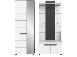 Inn.Furn Garderoben-Set 3-teilig in Weiß und Grau 160 cm Cooper
