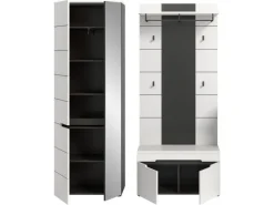Inn.Furn Garderoben-Set 3-teilig in Weiß und Grau 160 cm Cooper