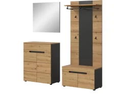 Inn.Furn Garderoben-Set 4-teilig in Eiche und Grau 175 cm Cooper