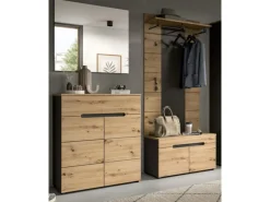 Inn.Furn Garderoben-Set 4-teilig in Eiche und Grau 175 cm Cooper