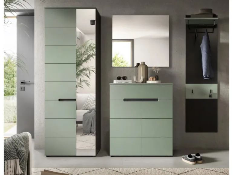 Inn.Furn Garderoben-Set 3-teilig in Salbei und Grau 140 cm Cooper