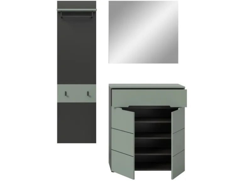 Inn.Furn Garderoben-Set 3-teilig in Salbei und Grau 140 cm Cooper
