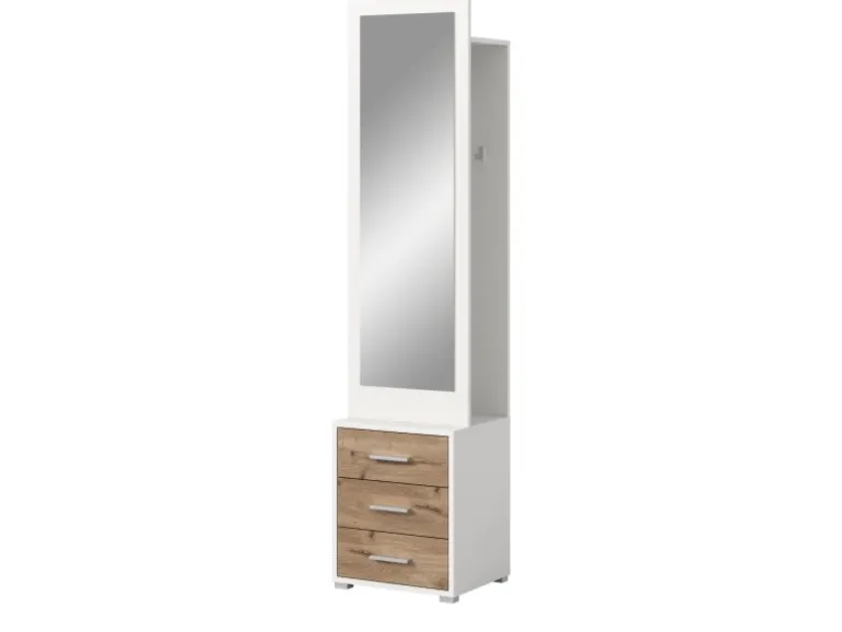 Inn.Furn Kompaktgarderobe in Weiß und Eiche 45 x 190 cm Pallas