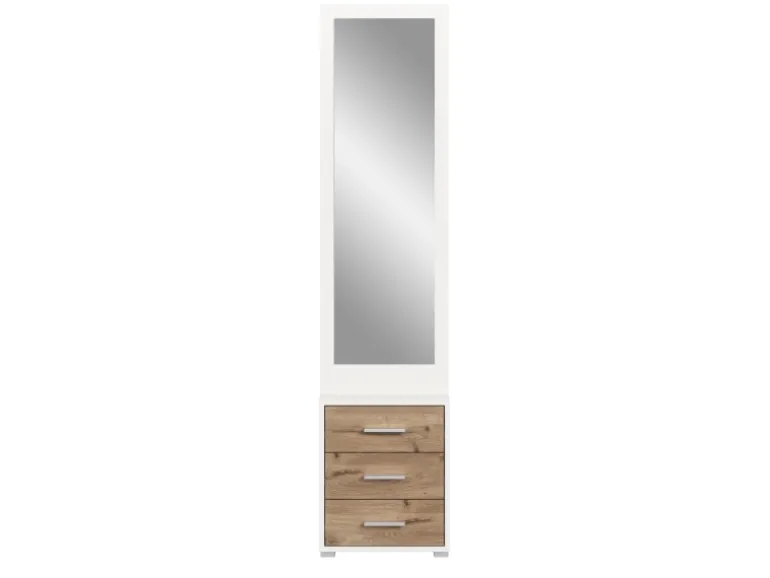 Inn.Furn Kompaktgarderobe in Weiß und Eiche 45 x 190 cm Pallas