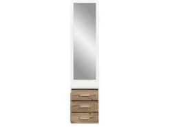 Inn.Furn Kompaktgarderobe in Weiß und Eiche 45 x 190 cm Pallas