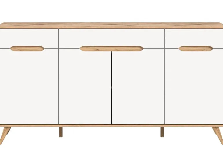Inn.Furn Sideboard Weiß Eiche 185 cm mit Soft-Close-Funktion Hygge