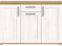 Inn.Furn Sideboard Weiß Lärche Eiche Artisan 137 cm Landhaus-Stil Mirano