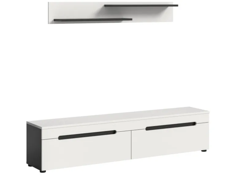 Inn.Furn TV-Lowboard und Wandboard in Weiß und Grau 170 cm Cooper