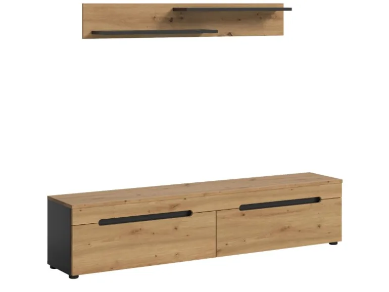 Inn.Furn TV-Lowboard und Wandboard in Eiche und Grau 170 cm Cooper