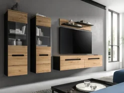 Inn.Furn TV-Lowboard und Wandboard in Eiche und Grau 170 cm Cooper
