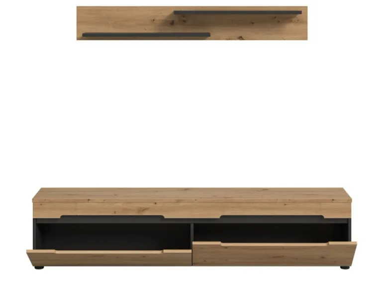 Inn.Furn TV-Lowboard und Wandboard in Eiche und Grau 170 cm Cooper