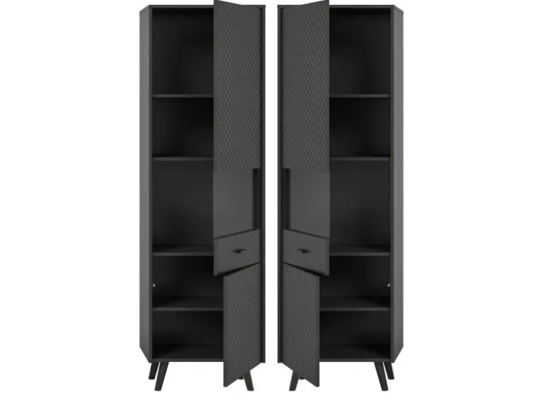 Inn.Furn Vitrine in Grau Matt 58 x 195 cm Madea